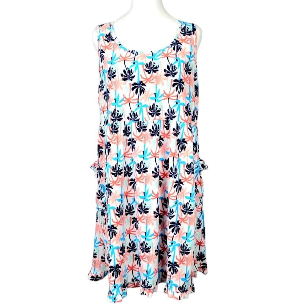 Rene Rofe Womens L Fun Tropical Palm Tree Lounge Dress/Sleepwear/Swim Cover-up